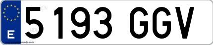 Ejemplo de matrícula española 5193 GGV