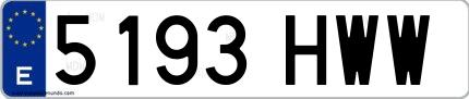 Ejemplo de matrícula española 5193 HWW