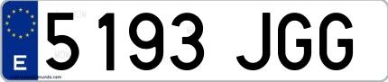 Ejemplo de matrícula española 5193 JGG