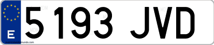 Ejemplo de matrícula de coche ordinaria 5193 JVD