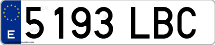 Ejemplo de matrícula de coche ordinaria 5193 LBC