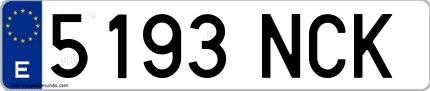 Ejemplo de matrícula española 5193 NCK
