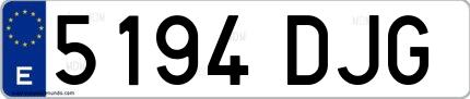 Ejemplo de matrícula española 5194 DJG