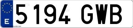 Ejemplo de matrícula española 5194 GWB