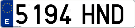 Ejemplo de matrícula de coche ordinaria 5194 HND