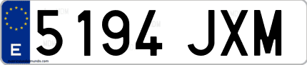 Ejemplo de matrícula de coche ordinaria 5194 JXM