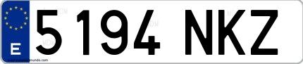 Ejemplo de matrícula española 5194 NKZ
