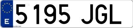 Ejemplo de matrícula española 5195 JGL
