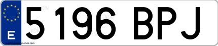 Ejemplo de matrícula española 5196 BPJ