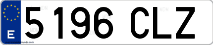Ejemplo de matrícula de coche ordinaria 5196 CLZ