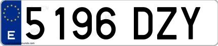 Ejemplo de matrícula española 5196 DZY