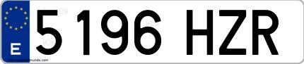 Ejemplo de matrícula de coche ordinaria 5196 HZR