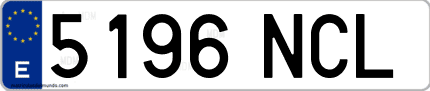 Ejemplo de matrícula de coche ordinaria 5196 NCL