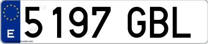 Ejemplo de matrícula española 5197 GBL