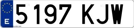 Ejemplo de matrícula española 5197 KJW