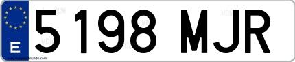 Ejemplo de matrícula española 5198 MJR