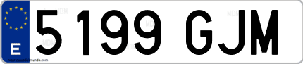 Ejemplo de matrícula de coche ordinaria 5199 GJM
