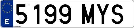 Ejemplo de matrícula española 5199 MYS