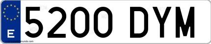 Ejemplo de matrícula española 5200 DYM