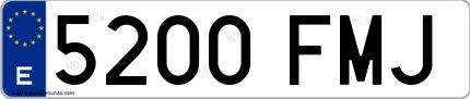 Ejemplo de matrícula española 5200 FMJ