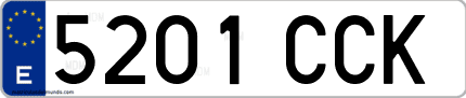 Ejemplo de matrícula de coche ordinaria 5201 CCK