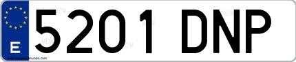 Ejemplo de matrícula española 5201 DNP