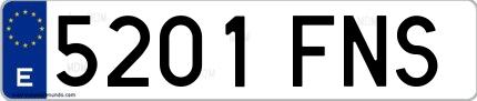 Ejemplo de matrícula española 5201 FNS