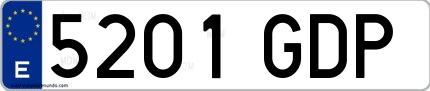Ejemplo de matrícula española 5201 GDP