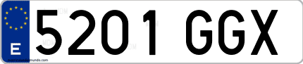 Ejemplo de matrícula de coche ordinaria 5201 GGX