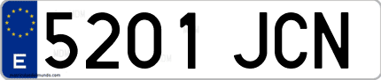 Ejemplo de matrícula de coche ordinaria 5201 JCN
