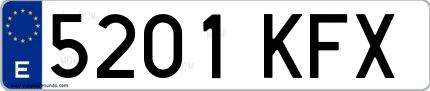 Ejemplo de matrícula de coche ordinaria 5201 KFX