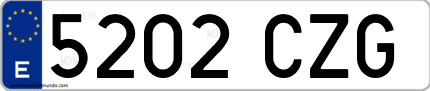 Ejemplo de matrícula de coche ordinaria 5202 CZG