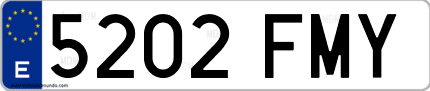 Ejemplo de matrícula de coche ordinaria 5202 FMY