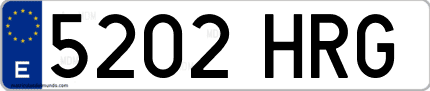 Ejemplo de matrícula de coche ordinaria 5202 HRG