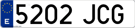 Ejemplo de matrícula de coche ordinaria 5202 JCG
