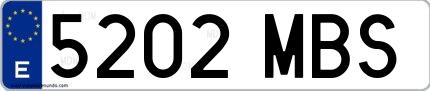 Ejemplo de matrícula española 5202 MBS