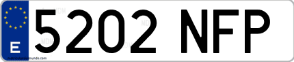 Ejemplo de matrícula de coche ordinaria 5202 NFP