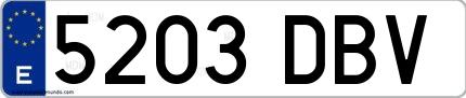 Ejemplo de matrícula española 5203 DBV