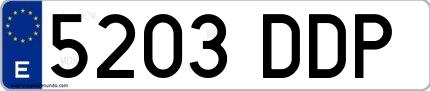 Ejemplo de matrícula española 5203 DDP