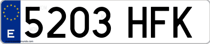 Ejemplo de matrícula de coche ordinaria 5203 HFK