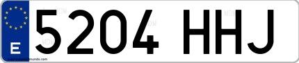 Ejemplo de matrícula española 5204 HHJ