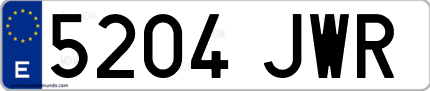 Ejemplo de matrícula de coche ordinaria 5204 JWR