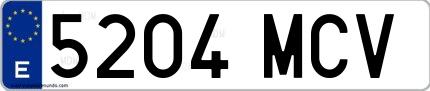 Ejemplo de matrícula española 5204 MCV