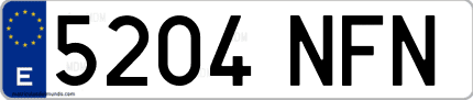 Ejemplo de matrícula de coche ordinaria 5204 NFN