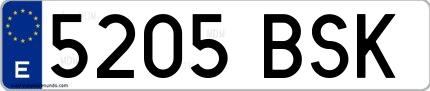 Ejemplo de matrícula española 5205 BSK