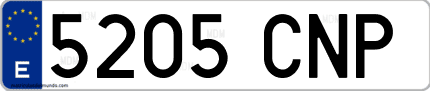 Ejemplo de matrícula de coche ordinaria 5205 CNP