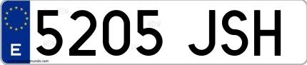 Ejemplo de matrícula española 5205 JSH
