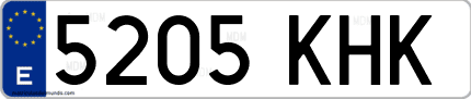 Ejemplo de matrícula de coche ordinaria 5205 KHK