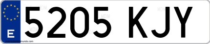 Ejemplo de matrícula de coche ordinaria 5205 KJY