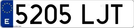Ejemplo de matrícula española 5205 LJT